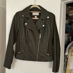 Green Leather Moto Jacket